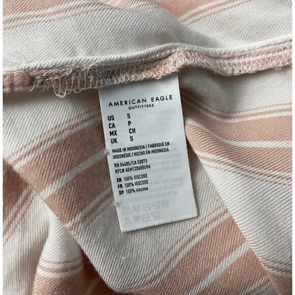 AMERICAN Eagle Womens Boyfriend Fit Neutral Striped Button Down Shirt Size Small - Picture 5 of 7
